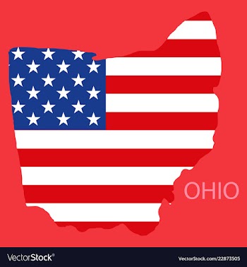 Ohio state of america with map flag print on map vector image