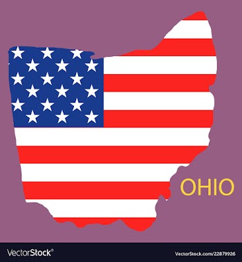 Ohio state of america with map flag print on map vector image
