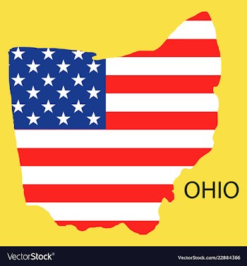 Ohio state of america with map flag print on map vector image
