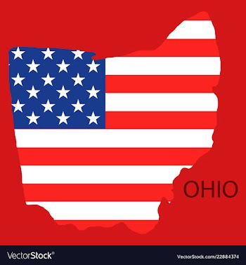 Ohio state of america with map flag print on map vector image