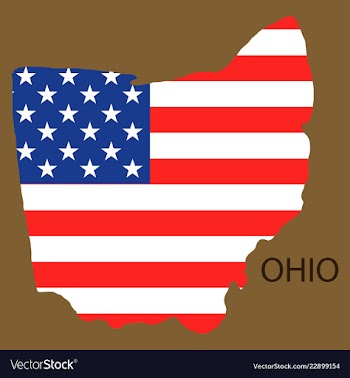 Ohio state of america with map flag print on map vector image