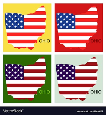 Ohio state of america with map flag print on map vector image