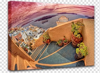 Oia Imerovigli Santorini caldera Mykonos Island, watercolor greenery transparent background PNG clipart