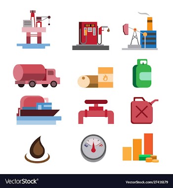 Oil and gas industry icon set flat vector image