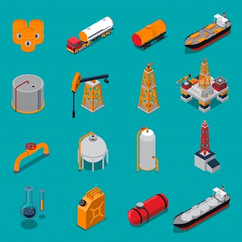 Oil and gas isometric set Free Vector