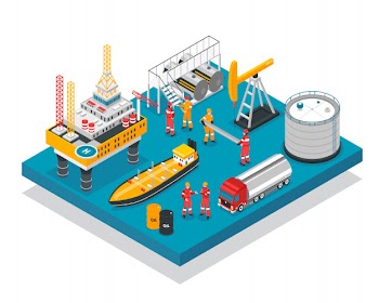 Oil gas platform isometric Free Vector
