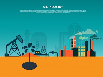 Oil industry flat banner Free Vector
