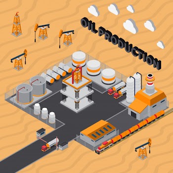 Oil production isometric illustration Free Vector