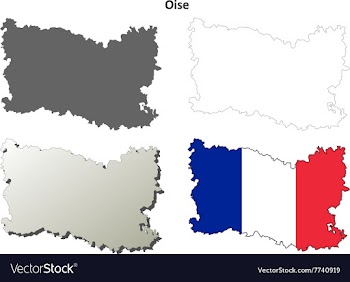 Oise Picardy outline map set vector image