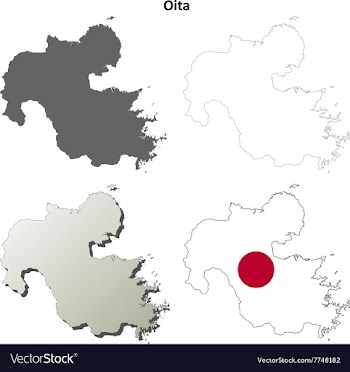 Oita blank outline map set vector image