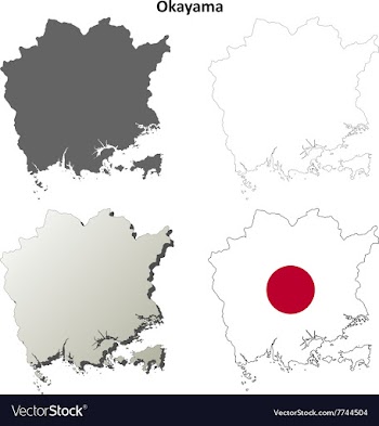 Okayama blank outline map set vector image