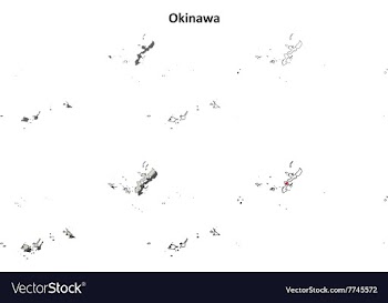 Okinawa blank outline map set vector image