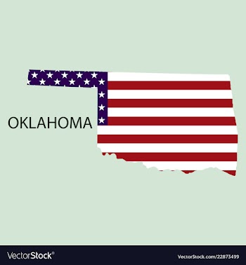 Oklahoma state of america with map flag print on vector image