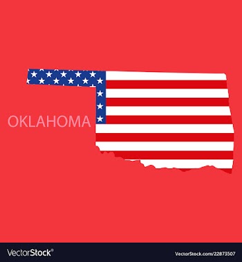 Oklahoma state of america with map flag print on vector image