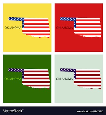 Oklahoma state of america with map flag print on vector image