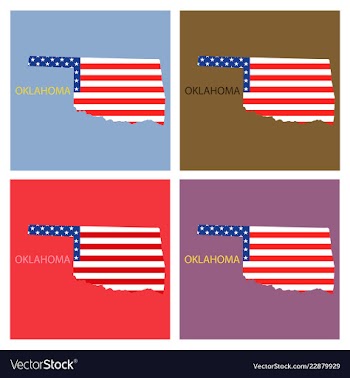 Oklahoma state of america with map flag print on vector image