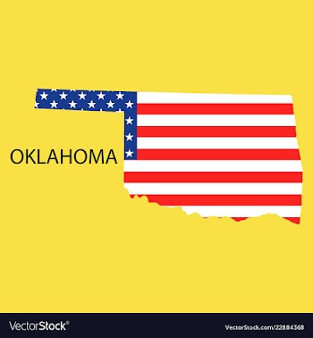 Oklahoma state of america with map flag print on vector image