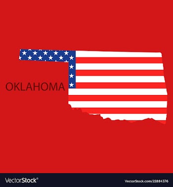 Oklahoma state of america with map flag print on vector image