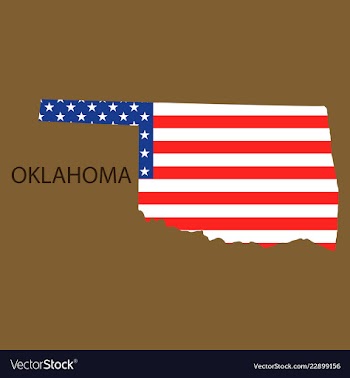 Oklahoma state of america with map flag print on vector image