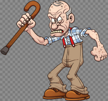 Old Angry Man With Cane (PNG) | Official PSDs