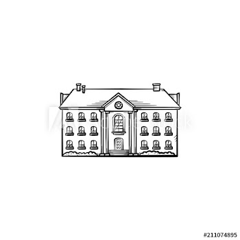 Old apartment building hand drawn outline doodle icon