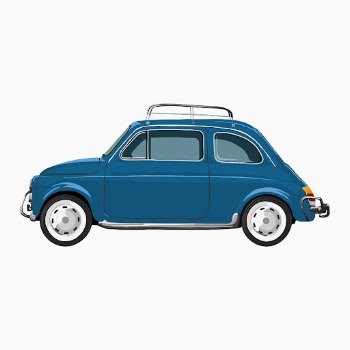 Old blue car, diary sticker, | Free PSD - rawpixel