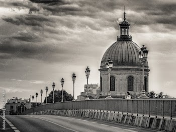Old bridge and church in Toulouse France