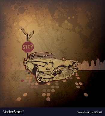 Old car with grunge background vector image