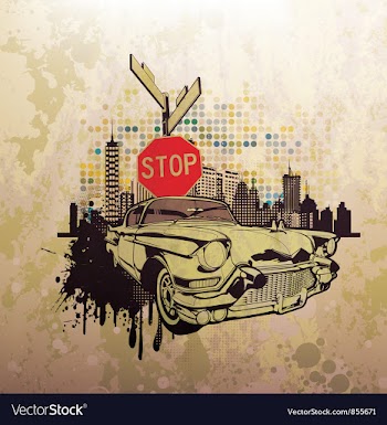 Old car with grunge background vector image