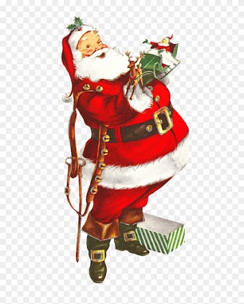 Old Clip Art Of Santa Claus - Vintage Santa Peeking Christmas Card