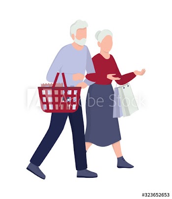Old couple shopping