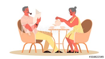 Old couple spend time together