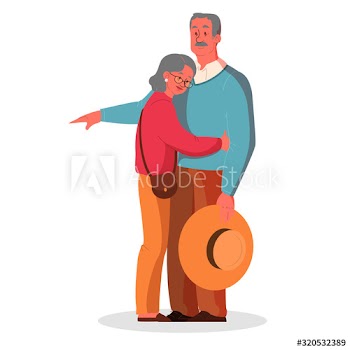 Old couple spend time together