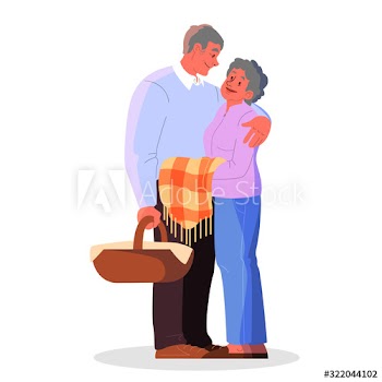 Old couple spend time together