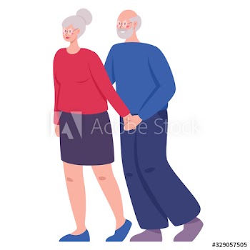 Old couple spend time together