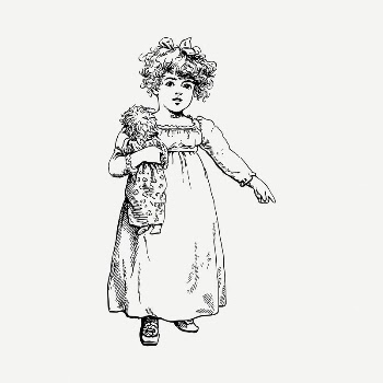 Old fashioned girl clipart illustration | Free PSD - rawpixel