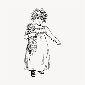 Old fashioned girl illustration clipart | Free Vector - rawpixel