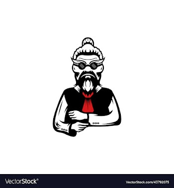 old man suit cool creative logo