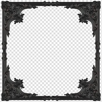 Old metal frame, black metal border transparent background PNG clipart