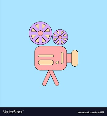 Old movie video camera in flat vector image