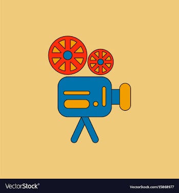 Old movie video camera in flat vector image