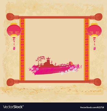 Old paper with Asian Landscape vector image