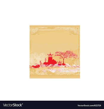 Old paper with Asian Landscape vector image