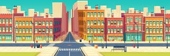 Old quarter street, city historical center district in modern metropolis cartoon Free Vector