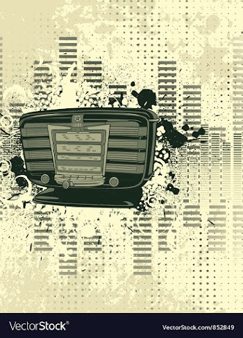 Old radio with grunge background vector image