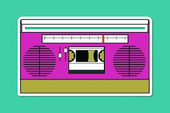 Old school boombox colorful pop art psd sticker