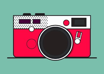 Old school camera colorful pop art psd sticker