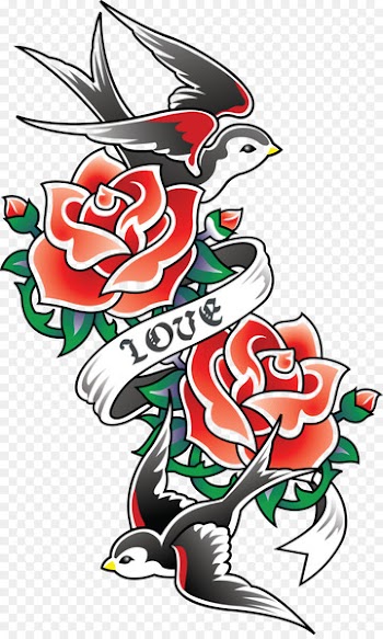 Old school (tattoo) Rose Swallow tattoo Sleeve tattoo - arm tattoo 