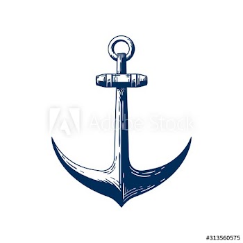 Old sea anchor hand drawn vector illustration