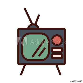 old tv line and fill style icon